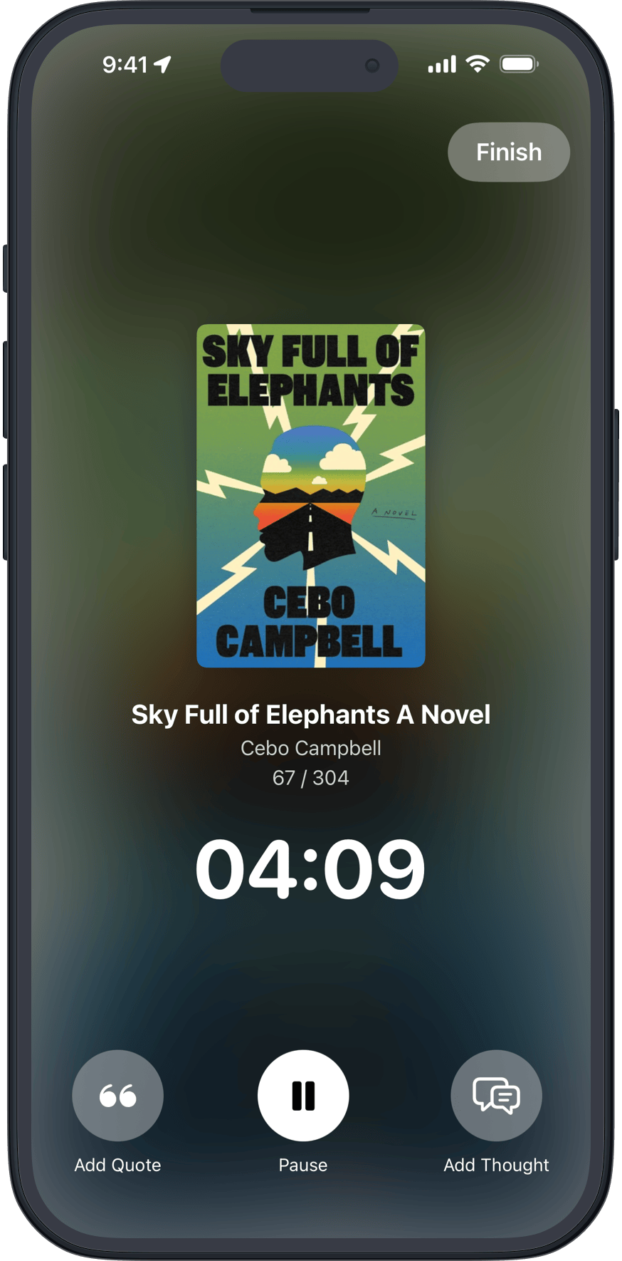 Reading session timer in the Dynamic Island