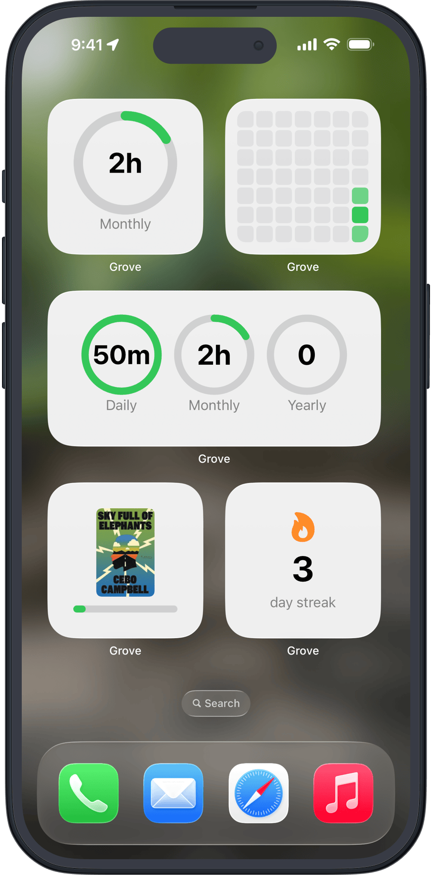 Grove widgets on the Home Screen